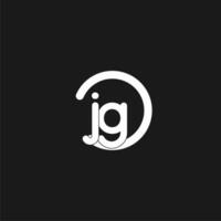 iniciais jg logotipo monograma com simples círculos linhas vetor