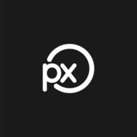 iniciais px logotipo monograma com simples círculos linhas vetor