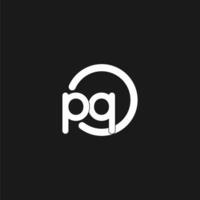 iniciais pq logotipo monograma com simples círculos linhas vetor