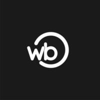 iniciais wb logotipo monograma com simples círculos linhas vetor