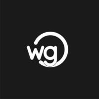 iniciais wg logotipo monograma com simples círculos linhas vetor