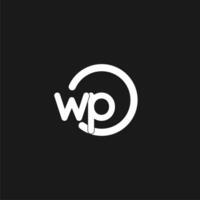 iniciais wp logotipo monograma com simples círculos linhas vetor
