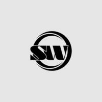cartas sw simples círculo ligado linha logotipo vetor