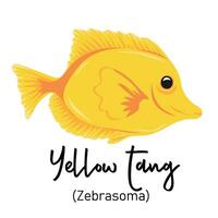 amarelo Espiga ou zebrasoma peixe. marinho morador com colorida corpo e barbatanas para natação vetor