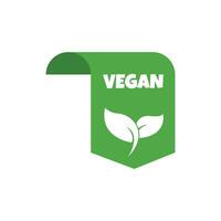 vegano produtos adesivo, rótulo, crachá e logotipo. ecologia ícone. logotipo modelo com folhas para vegano produtos. vetor ilustração isolado em branco fundo