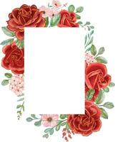 vermelho rosa com ouro linha aguarela floral retângulo quadro. luxuoso floral elementos, botânico fundo ou papel de parede projeto, impressões e convites, e cartões postais. vetor