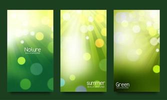 fundo verde natural com sol de verão e reflexo de lente vetor