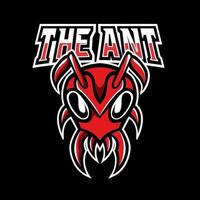 Modelo de logotipo esportivo mascote cabeça de formiga vermelha vetor
