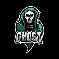 modelo de logotipo esport mascote assustador fantasma escuro vetor