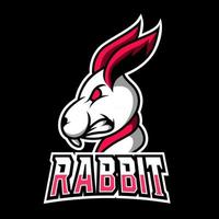 Modelo de logotipo esportivo de mascote coelho branco para time de clube vetor