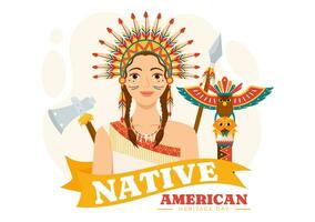 nativo americano herança mês dia vetor ilustração com comemoro América indiano cultura anual dentro Unidos estados para contribuições fundo