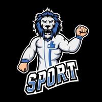 modelo de logotipo do mascote do esporte de leão ou esport gaming para sua equipe vetor