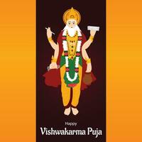 feliz vishwakarma puja indiano hindu festival vetor celebração