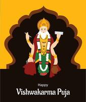 feliz vishwakarma puja indiano hindu festival vetor celebração