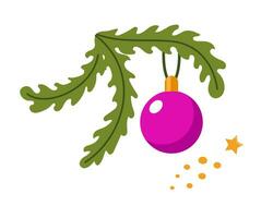 Natal ramo com suspensão Natal bola. moderno bugiganga. decoração para Natal árvore. vetor ilustração.