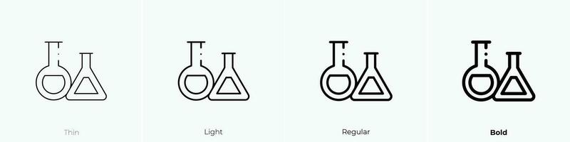 teste tubos ícone. afinar, luz, regular e negrito estilo Projeto isolado em branco fundo vetor