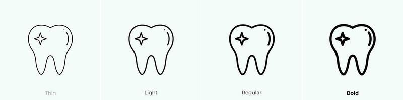 dente ícone. afinar, luz, regular e negrito estilo Projeto isolado em branco fundo vetor