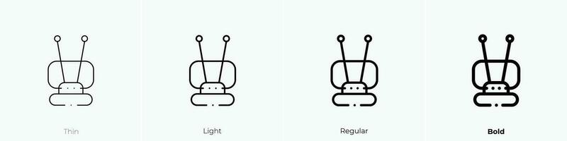 televisão antena ícone. afinar, luz, regular e negrito estilo Projeto isolado em branco fundo vetor