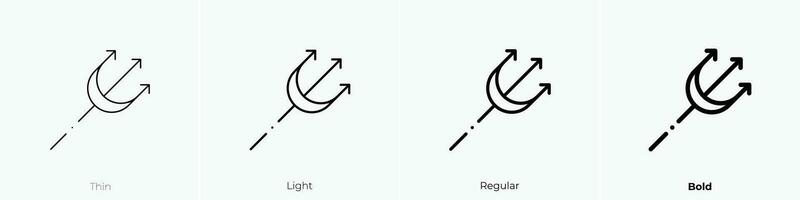 tridente ícone. afinar, luz, regular e negrito estilo Projeto isolado em branco fundo vetor