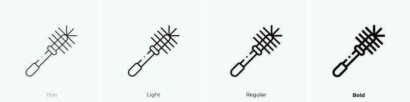 banheiro escova ícone. afinar, luz, regular e negrito estilo Projeto isolado em branco fundo vetor