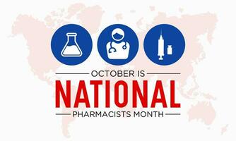 nacional farmacêuticos mês é observado cada ano dentro Outubro. Outubro é nacional americano farmacêuticos mês . vetor modelo para bandeira, cumprimento cartão, poster com fundo. vetor ilustração.