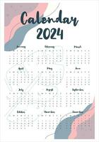 estético 2024 por mês calendário vetor modelo