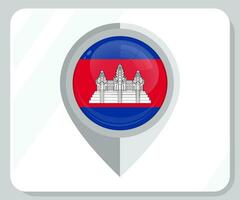 Camboja lustroso PIN localização bandeira ícone vetor