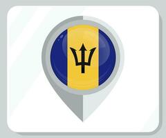 barbados lustroso PIN localização bandeira ícone vetor