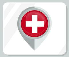 Suíça lustroso PIN localização bandeira ícone vetor