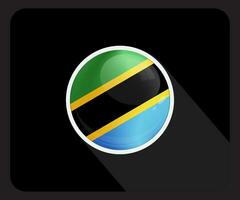 Tanzânia lustroso círculo bandeira ícone vetor