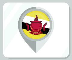 brunei lustroso PIN localização bandeira ícone vetor