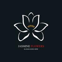 jasmim elemento vetor logotipo. volta emblema dentro mínimo linear estilo - natural produtos projeto, florista, cosméticos, ecologia conceito, bem-estar, spa, cru Comida pacote.