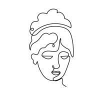 face mulher arte contínuo linha logotipo. beleza menina face e cabelo abstrato contínuo linha ícone gráfico fundo. vetor ilustração