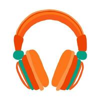 sem fio música dj fone de ouvido dentro laranja. profissional músico equipamento, rádio apresentador gadget. ouvindo para música. mão desenhado fones de ouvido. vetor isolado. rede infográficos. impressão têxtil ícone Projeto