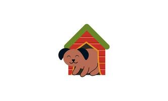 cachorro desenho animado dentro madeira casa Projeto vetor