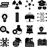 pacote de ícones de glifo de educação científica vetor