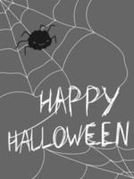feliz dia das bruxas lettering texto fofo aranha teias de aranha pôster banner brochura vetor