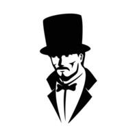 modelo de logotipo cavalheiro. homem com sinal de silhueta de chapéu, ilustração vetorial de símbolo. vetor