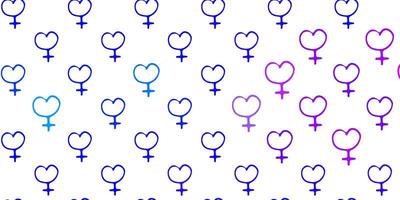 fundo vector rosa claro, azul com símbolos de mulher.