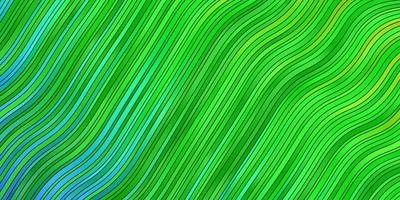 layout de vetor de azul claro e verde com curvas. ilustração abstrata de gradiente com linhas irônicas. design inteligente para suas promoções.