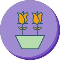 tulipas no ícone de vetor de pote