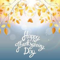 feliz dia de ação de Graças fundo com folhas naturais de outono brilhantes. ilustração vetorial vetor