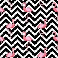 Ilustração em vetor fundo fofo retrô sem costura flamingo