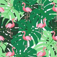 Ilustração em vetor fundo fofo retrô sem costura flamingo