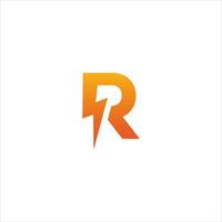 inicial carta r ícone logotipo Projeto modelo com relâmpago - trovão - parafuso - elétrico - vetor