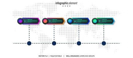 o negócio processo infográfico modelo. fino linha Projeto com números 4 opções ou passos. vetor ilustração gráfico Projeto