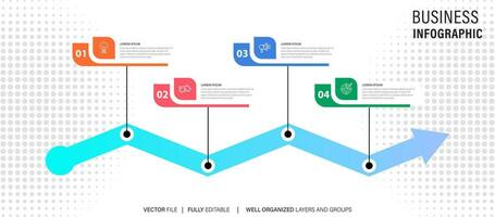 Linha do tempo infográfico modelo, o negócio conceito com 4 opções, vetor ilustração.