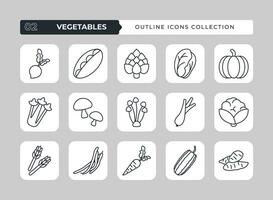 legumes esboço ícone conjunto coleção vetor