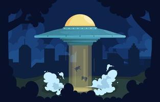 ufo sequestrando uma silhueta de vaca. nave espacial alienígena, adesivo de  desenho animado de objeto voador desconhecido futurista isolado em fundo  azul escuro. ilustração vetorial plana 6138912 Vetor no Vecteezy