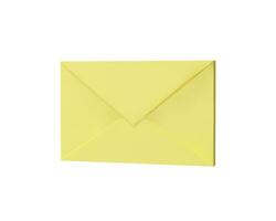 3d render em branco amarelo carta papel lado visualizar. realista vetor ilustração dentro plástico estilo. o email mensagem símbolo para negócios, escritório. Entrega envelope plasticina. caminho do comunicação